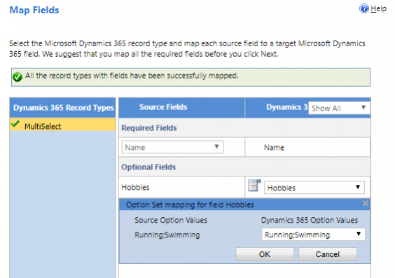 map fields dynamics 365